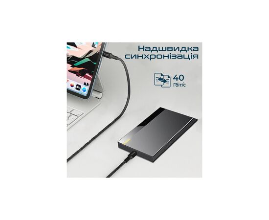 Дата кабель USB-C to USB-C powerbolt240-1m.black Promate (powerbolt240-1m.black), изображение 4 Дата кабель USB-C to USB-C powerbolt240-1m.black Promate (powerbolt240-1m.black), изображение 4