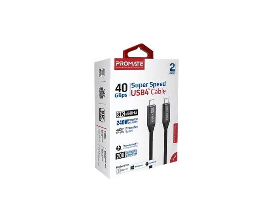 Дата кабель USB-C to USB-C primelinkc40-2m.black Promate (primelinkc40-2m.black), изображение 2 Дата кабель USB-C to USB-C primelinkc40-2m.black Promate (primelinkc40-2m.black), изображение 2
