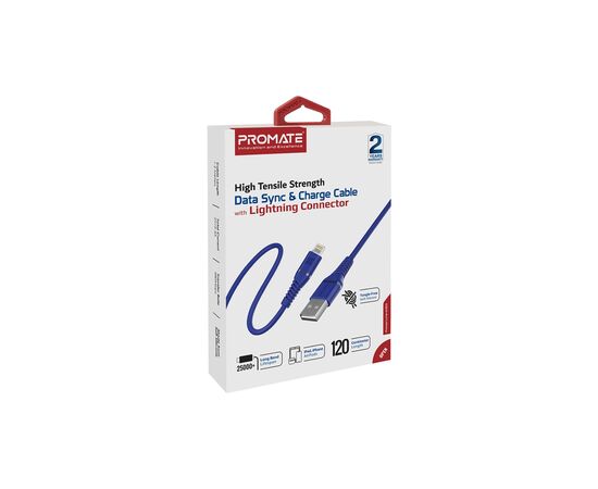 Дата кабель USB 2.0 AM to Lightning powerline-ai120.blue Promate (powerline-ai120.blue), изображение 2 Дата кабель USB 2.0 AM to Lightning powerline-ai120.blue Promate (powerline-ai120.blue), изображение 2