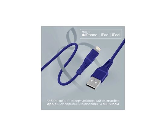 Дата кабель USB 2.0 AM to Lightning powerline-ai120.blue Promate (powerline-ai120.blue), изображение 3 Дата кабель USB 2.0 AM to Lightning powerline-ai120.blue Promate (powerline-ai120.blue), изображение 3