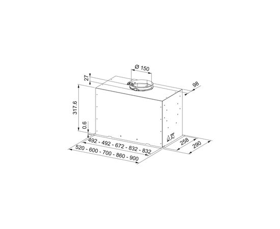 Вытяжка кухонная Franke Box Flush Basic FBFE BK A70 (305.0728.431), изображение 6 Вытяжка кухонная Franke Box Flush Basic FBFE BK A70 (305.0728.431), изображение 6