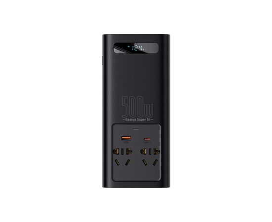 Автомобильный инвертор 12V/220V 500W Super Si Power Inverter CN/EU Black Baseus (CGNB000101), изображение 2 Автомобильный инвертор 12V/220V 500W Super Si Power Inverter CN/EU Black Baseus (CGNB000101), изображение 2