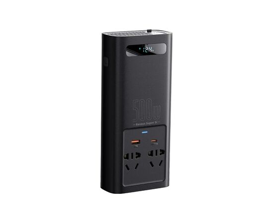 Автомобильный инвертор 12V/220V 500W Super Si Power Inverter CN/EU Black Baseus (CGNB000101), изображение 3 Автомобильный инвертор 12V/220V 500W Super Si Power Inverter CN/EU Black Baseus (CGNB000101), изображение 3
