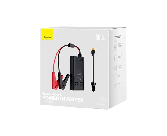 Автомобильный инвертор 12V/220V 500W Super Si Power Inverter CN/EU Black Baseus (CGNB000101), изображение 8 Автомобильный инвертор 12V/220V 500W Super Si Power Inverter CN/EU Black Baseus (CGNB000101), изображение 8