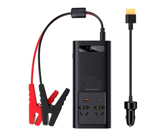 Автомобільний інвертор 12V/220V 500W Super Si Power Inverter CN/EU Black Baseus (CGNB000101)
