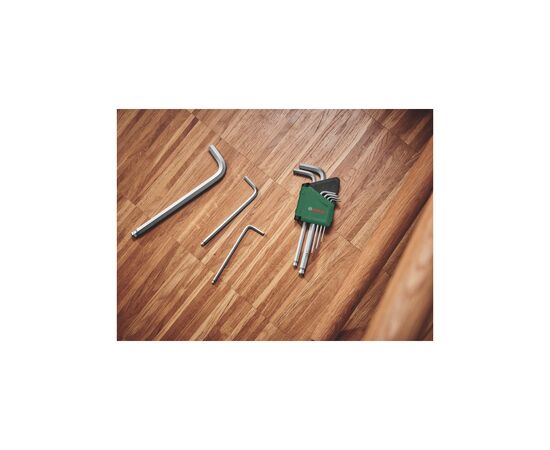 Ключ Bosch шестигранный, набор 9шт, шаровидный наконечник, 1.5-10мм, CrV (1.600.A03.2V1), изображение 2