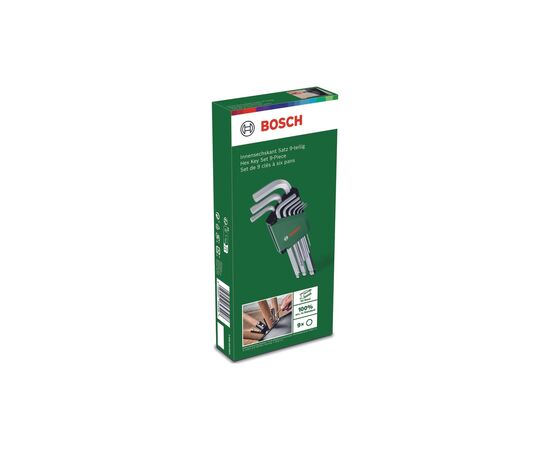 Ключ Bosch шестигранный, набор 9шт, шаровидный наконечник, 1.5-10мм, CrV (1.600.A03.2V1), изображение 6