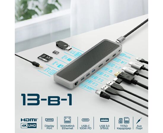 Концентратор Promate USB Hub 12 ports apexhub-mst.grey (apexhub-mst.grey), изображение 3 Концентратор Promate USB Hub 12 ports apexhub-mst.grey (apexhub-mst.grey), изображение 3