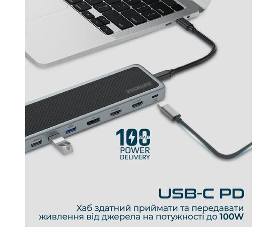 Концентратор Promate USB Hub 12 ports apexhub-mst.grey (apexhub-mst.grey), изображение 4 Концентратор Promate USB Hub 12 ports apexhub-mst.grey (apexhub-mst.grey), изображение 4