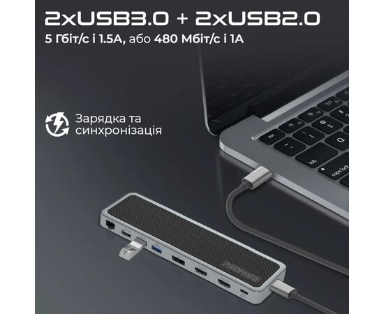 Концентратор Promate USB Hub 12 ports apexhub-mst.grey (apexhub-mst.grey), изображение 6 Концентратор Promate USB Hub 12 ports apexhub-mst.grey (apexhub-mst.grey), изображение 6
