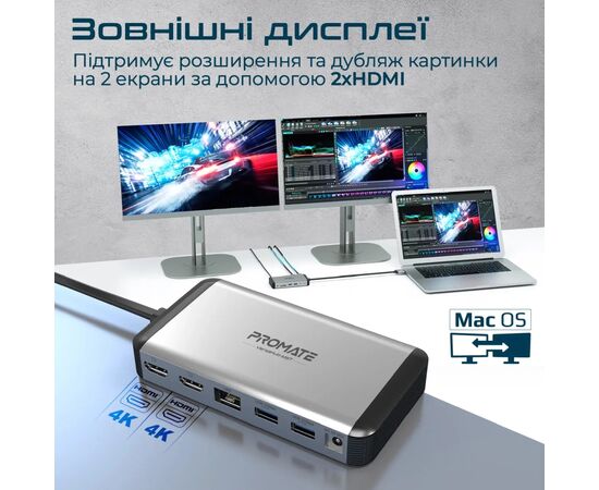 Концентратор Promate USB Hub 13 ports versahub-mst.grey (versahub-mst.grey), изображение 5 Концентратор Promate USB Hub 13 ports versahub-mst.grey (versahub-mst.grey), изображение 5