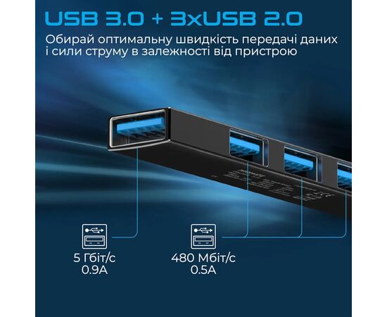 Концентратор Promate USB Hub 4 ports litehub-4.black (litehub-4.black), изображение 6 Концентратор Promate USB Hub 4 ports litehub-4.black (litehub-4.black), изображение 6