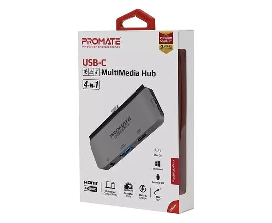 Концентратор Promate USB Hub 4 ports padhub-pro.grey (padhub-pro.grey), изображение 2 Концентратор Promate USB Hub 4 ports padhub-pro.grey (padhub-pro.grey), изображение 2