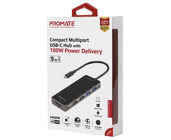 Концентратор Promate USB Hub 9 ports primehub-go.grey (primehub-go.grey), изображение 2 Концентратор Promate USB Hub 9 ports primehub-go.grey (primehub-go.grey), изображение 2