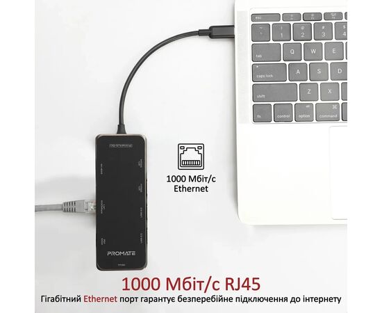 Концентратор Promate USB Hub 9 ports primehub-go.grey (primehub-go.grey), изображение 7 Концентратор Promate USB Hub 9 ports primehub-go.grey (primehub-go.grey), изображение 7