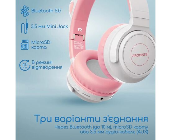 Наушники Promate Panda Bubblegum (panda.bubblegum), изображение 8 Наушники Promate Panda Bubblegum (panda.bubblegum), изображение 8