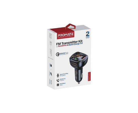FM модулятор Promate SmarTune 4 USB QC3.0/USB OTG/MICROSD BLACK (smartune-4.black), изображение 2 FM модулятор Promate SmarTune 4 USB QC3.0/USB OTG/MICROSD BLACK (smartune-4.black), изображение 2