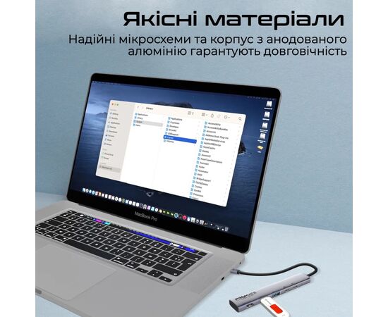 Концентратор Promate USB Hub 5 ports linkhub-5x (linkhub-5x), зображення 5