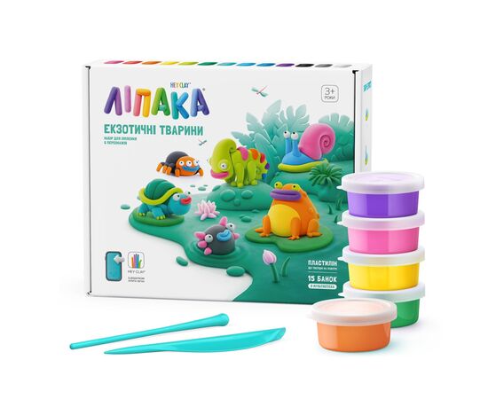 Набір для творчості Lipaka пластилину, Екзотичні тварини 6 персонажів (15025-UA01), зображення 2 Набір для творчості Lipaka пластилину, Екзотичні тварини 6 персонажів (15025-UA01), зображення 2