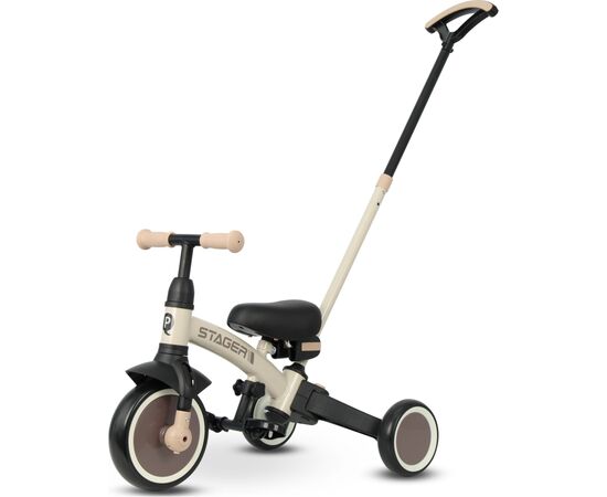 Детский велосипед QPlay Stager 3 в 1 з ручкою, біговел, Beige-Brown (T80STAGERBeigeBrown)