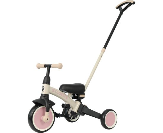 Детский велосипед QPlay Stager 3 в 1 з ручкою, біговел, Beige-Pink (T80STAGERBeigePink)