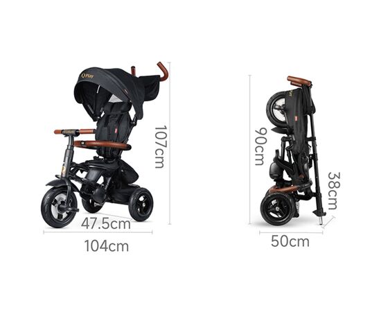 Детский велосипед QPlay Rito Deluxe Складаний Триколісний Brown (S380-17RitoDeluxeBrown), изображение 3 Детский велосипед QPlay Rito Deluxe Складаний Триколісний Brown (S380-17RitoDeluxeBrown), изображение 3