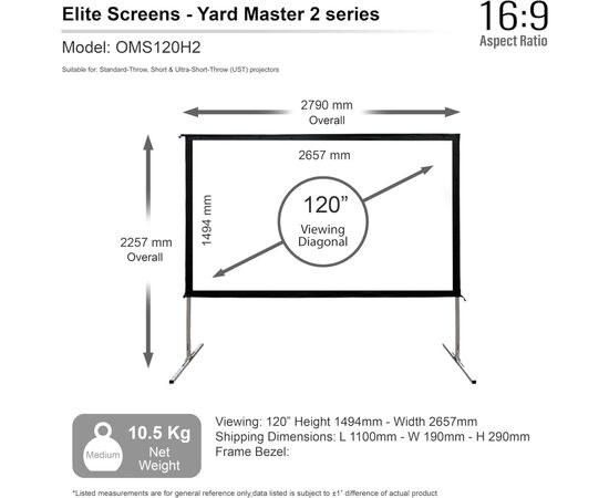 Проекционный экран Elite Screens OMS120H2, изображение 5 Проекционный экран Elite Screens OMS120H2, изображение 5