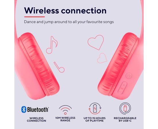 Наушники Trust Nouna Kids Wireless Pink (25274), изображение 4 Наушники Trust Nouna Kids Wireless Pink (25274), изображение 4