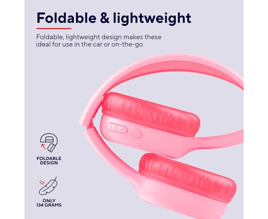 Наушники Trust Nouna Kids Wireless Pink (25274), изображение 6 Наушники Trust Nouna Kids Wireless Pink (25274), изображение 6