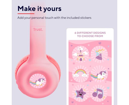 Наушники Trust Nouna Kids Wireless Pink (25274), изображение 7 Наушники Trust Nouna Kids Wireless Pink (25274), изображение 7