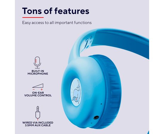 Наушники Trust Nouna Kids Wireless Blue (25275), изображение 5 Наушники Trust Nouna Kids Wireless Blue (25275), изображение 5