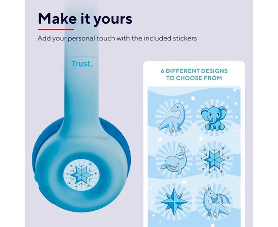 Наушники Trust Nouna Kids Wireless Blue (25275), изображение 7 Наушники Trust Nouna Kids Wireless Blue (25275), изображение 7