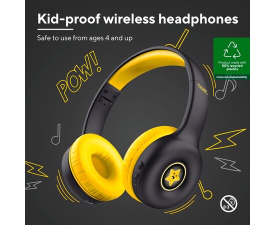 Наушники Trust Nouna Kids Wireless Black (25405), изображение 2 Наушники Trust Nouna Kids Wireless Black (25405), изображение 2