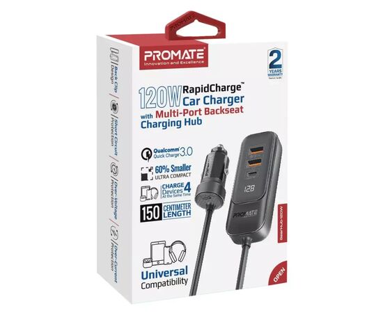 Зарядное устройство Promate gearhub-120w.black, изображение 2 Зарядное устройство Promate gearhub-120w.black, изображение 2