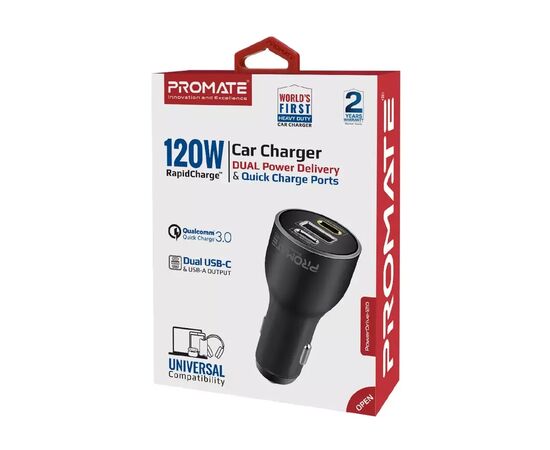 Зарядное устройство Promate powerdrive-120.black, изображение 2 Зарядное устройство Promate powerdrive-120.black, изображение 2