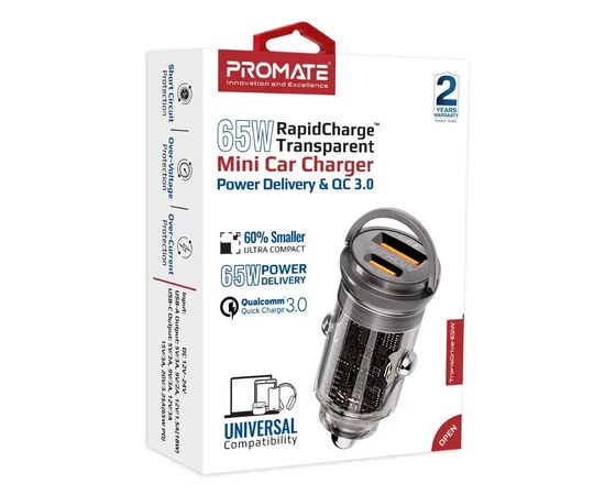 Зарядний пристрій Promate transdrive-65w, зображення 2 Зарядний пристрій Promate transdrive-65w, зображення 2
