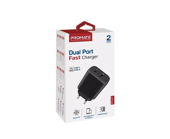 Зарядное устройство Promate biplug.black, изображение 2 Зарядное устройство Promate biplug.black, изображение 2