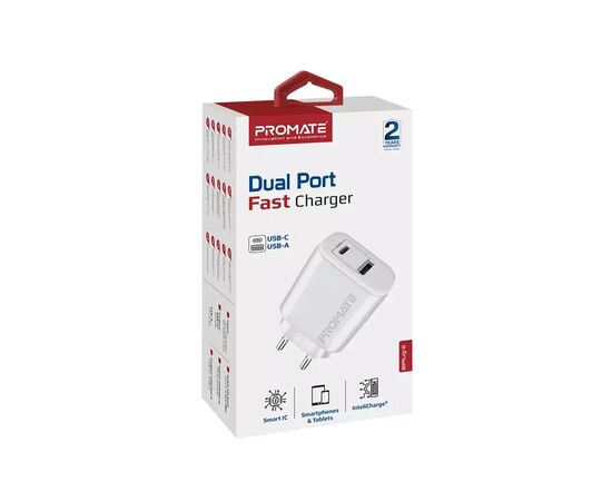 Зарядное устройство Promate biplug-2.white, изображение 2 Зарядное устройство Promate biplug-2.white, изображение 2
