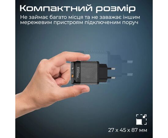 Зарядное устройство Promate biplug-qc3.eu-bk, изображение 7 Зарядное устройство Promate biplug-qc3.eu-bk, изображение 7