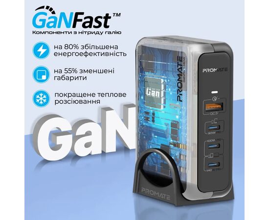 Зарядний пристрій Promate ganport-140w.black, зображення 3