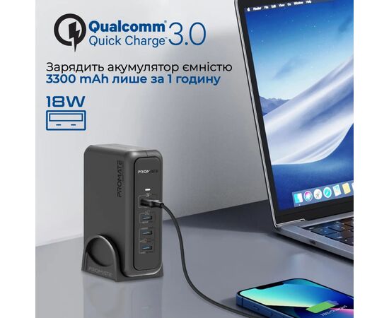 Зарядний пристрій Promate ganport-140w.black, зображення 6