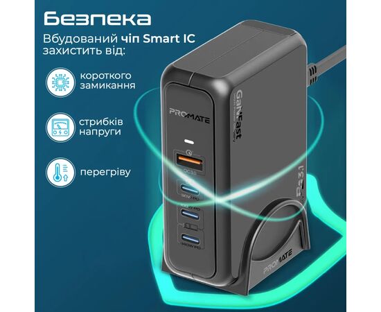 Зарядний пристрій Promate ganport-140w.black, зображення 8
