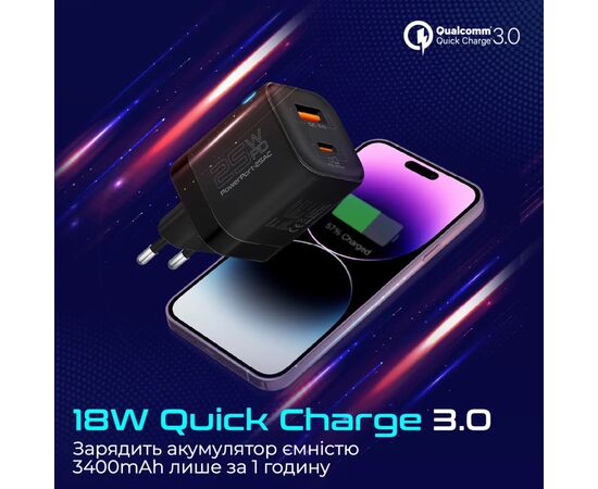 Зарядное устройство Promate powerport-25ac.black, изображение 5 Зарядное устройство Promate powerport-25ac.black, изображение 5