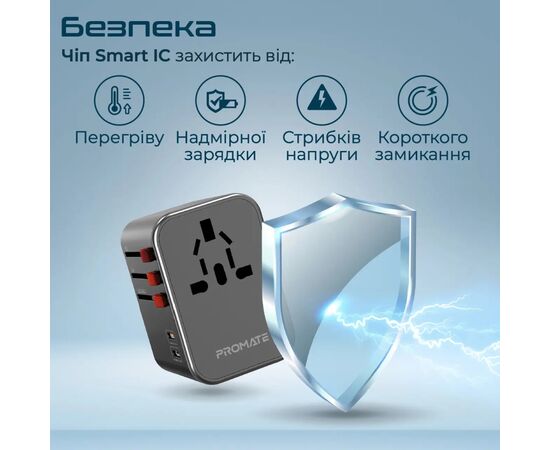 Зарядное устройство Promate tripmate-36w.black, изображение 6 Зарядное устройство Promate tripmate-36w.black, изображение 6
