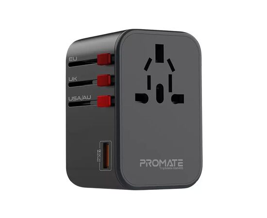 Зарядний пристрій Promate tripmate-gan65.black