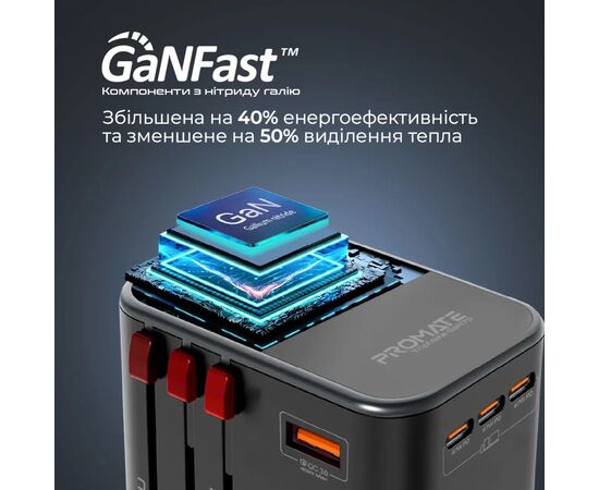 Зарядное устройство Promate tripmate-gan75, изображение 4 Зарядное устройство Promate tripmate-gan75, изображение 4
