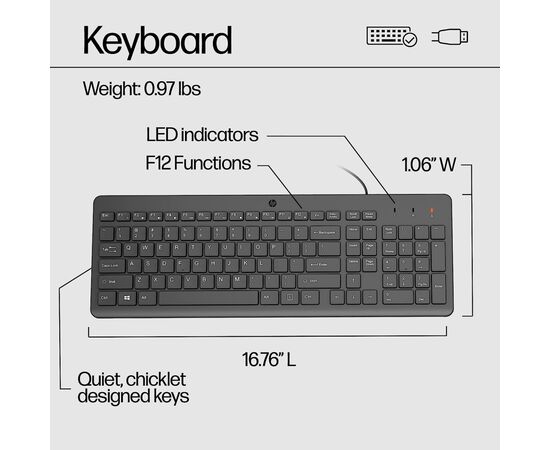 Комплект HP 150 USB Black (240J7AA), изображение 7 Комплект HP 150 USB Black (240J7AA), изображение 7