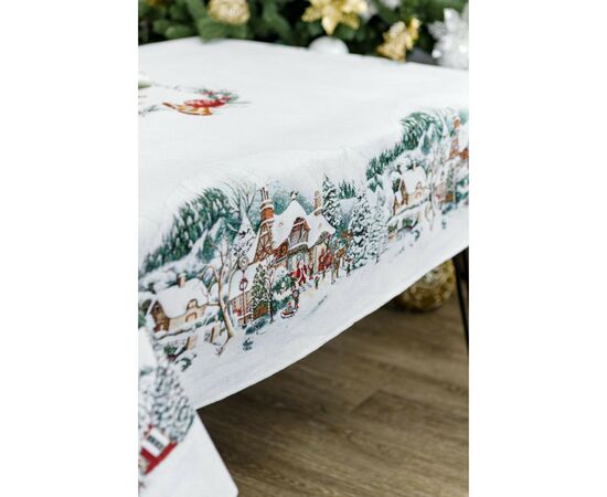 Скатерть Прованс гобеленовая с велюром Зимний город 135х300 см (4823093450509), изображение 2