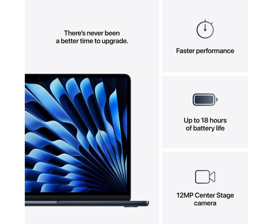 Ноутбук Apple MacBook Air 13 M4 A3240 Midnight (MW133UA/A), изображение 8 Ноутбук Apple MacBook Air 13 M4 A3240 Midnight (MW133UA/A), изображение 8