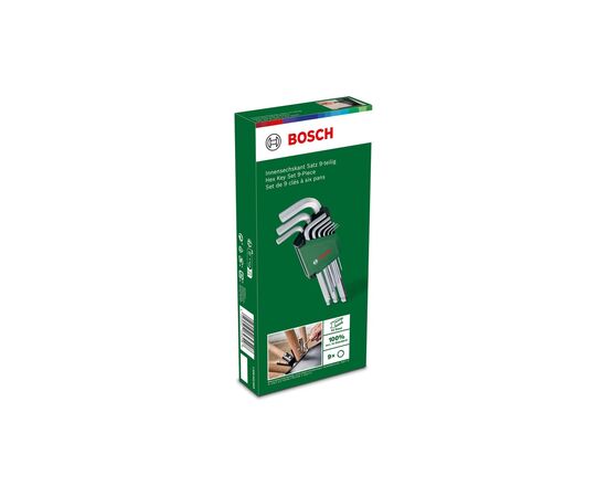 Ключ Bosch шестигранный, набор 9шт, шаровидный наконечник (1.600.A02.BX9), изображение 3